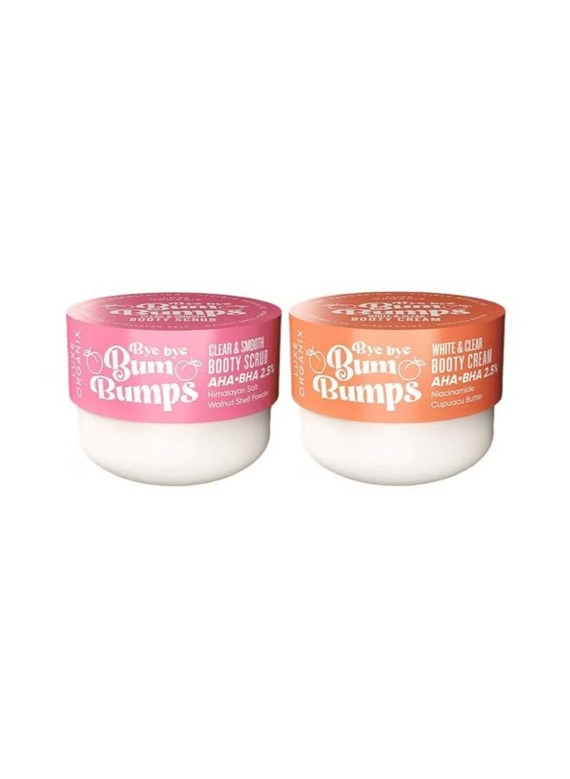 Bye bye bum bumps clear & smooth booty scrub and white clear booty cream